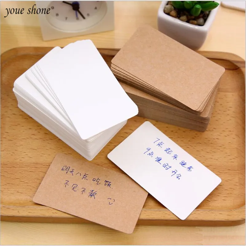 

100Pcs/Box Solid Color Retro White CardBoard Memo Word Card Message Simple Style For Office School Supplies Notepad Notes