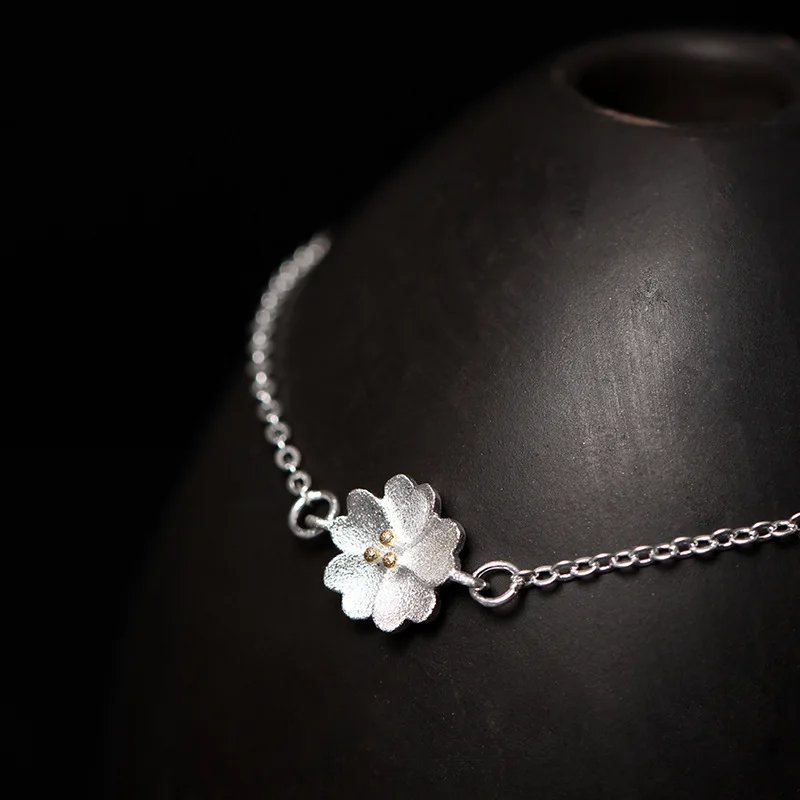 cherry blossoms bracelet 100% 925 Sterling Silver Jewelry fashion hypoallergenic bracelets for women gift