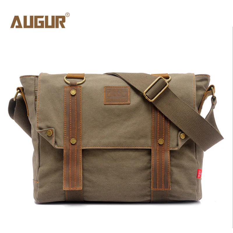 

High Quality Canvas Bag Men's Solid Cover Zipper Casual Shoulder School Bags Men Crossbody Bag Men Messenger Bag Army Green