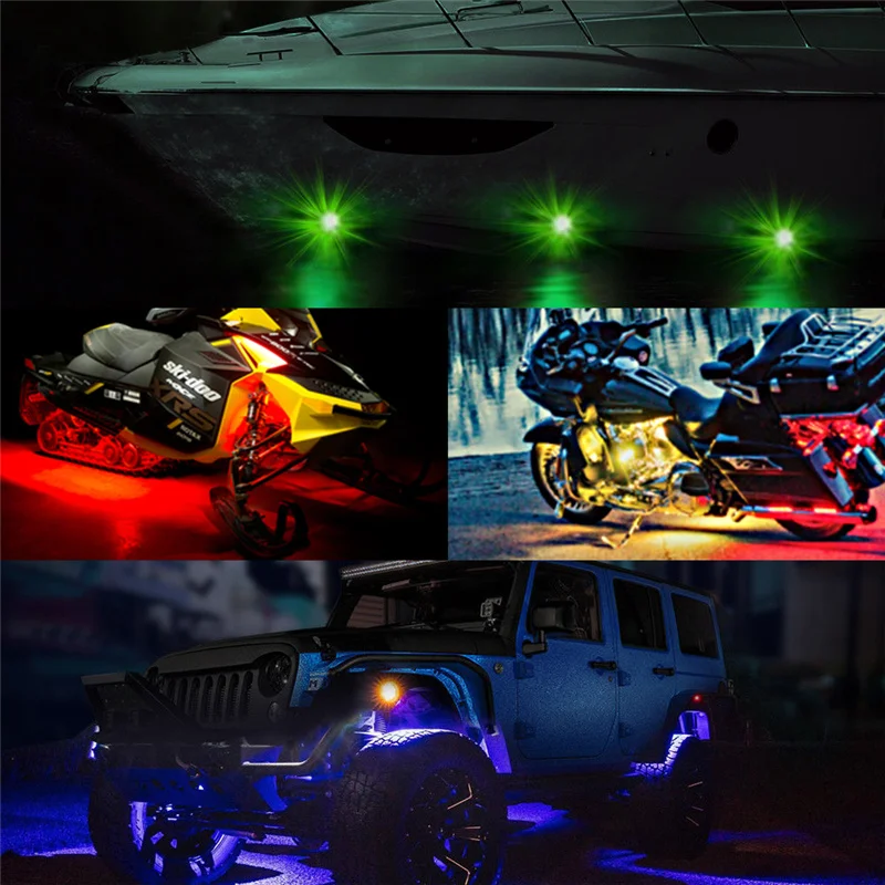 6Pods RGB LED Rolling Rock Light Kit 9W IP68 Bluetooth Music Mode Flashing Multicolor Control For Jeep Wrangler Boat Waterproof