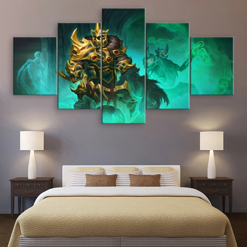  5 Panel DOTA 2 Skeleton King Canvas Painting Pictures Modern Artwork Home Decor For Living Room Can