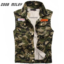 Мужской джинсовый жилет винтажный безрукавный потертый жилет ковбойский Камуфляжный Военный Стиль Повседневный джинсовый жилет безрукавки для мужчин