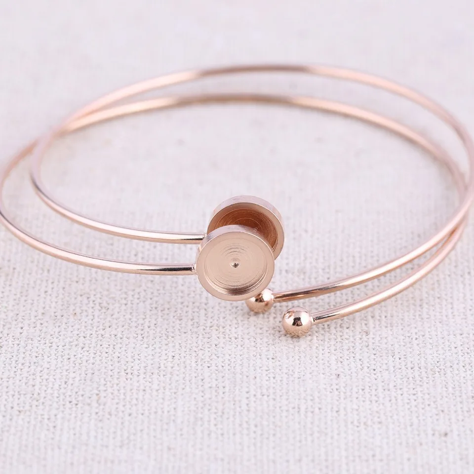 5PCS Cuff Bracelet Bangle Base Stainless Steel 8mm Cabochon DIY Jewelry Makings