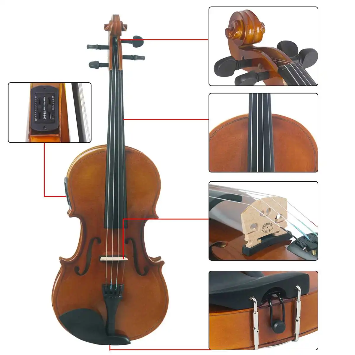 4/4 полноразмерная электро-акустическая скрипка Astonvilla деревянная скрипка с чехол с бантом Набор из цельной кленовой древесины идеально подходит для начинающих игроков