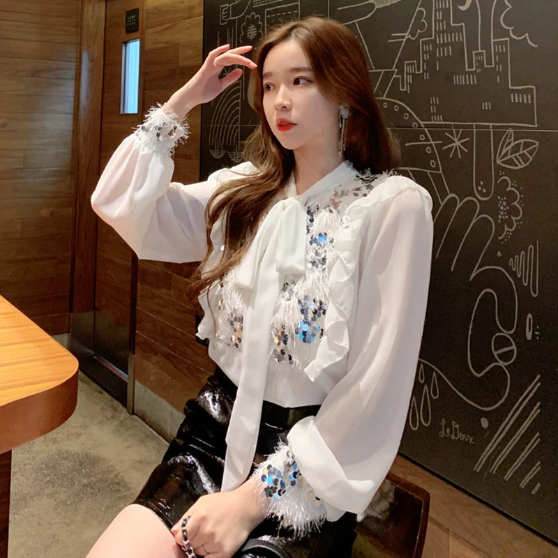 

Cheap wholesale 2019 new autumn winter Hot selling women's fashion casual chiffon shirt BW49