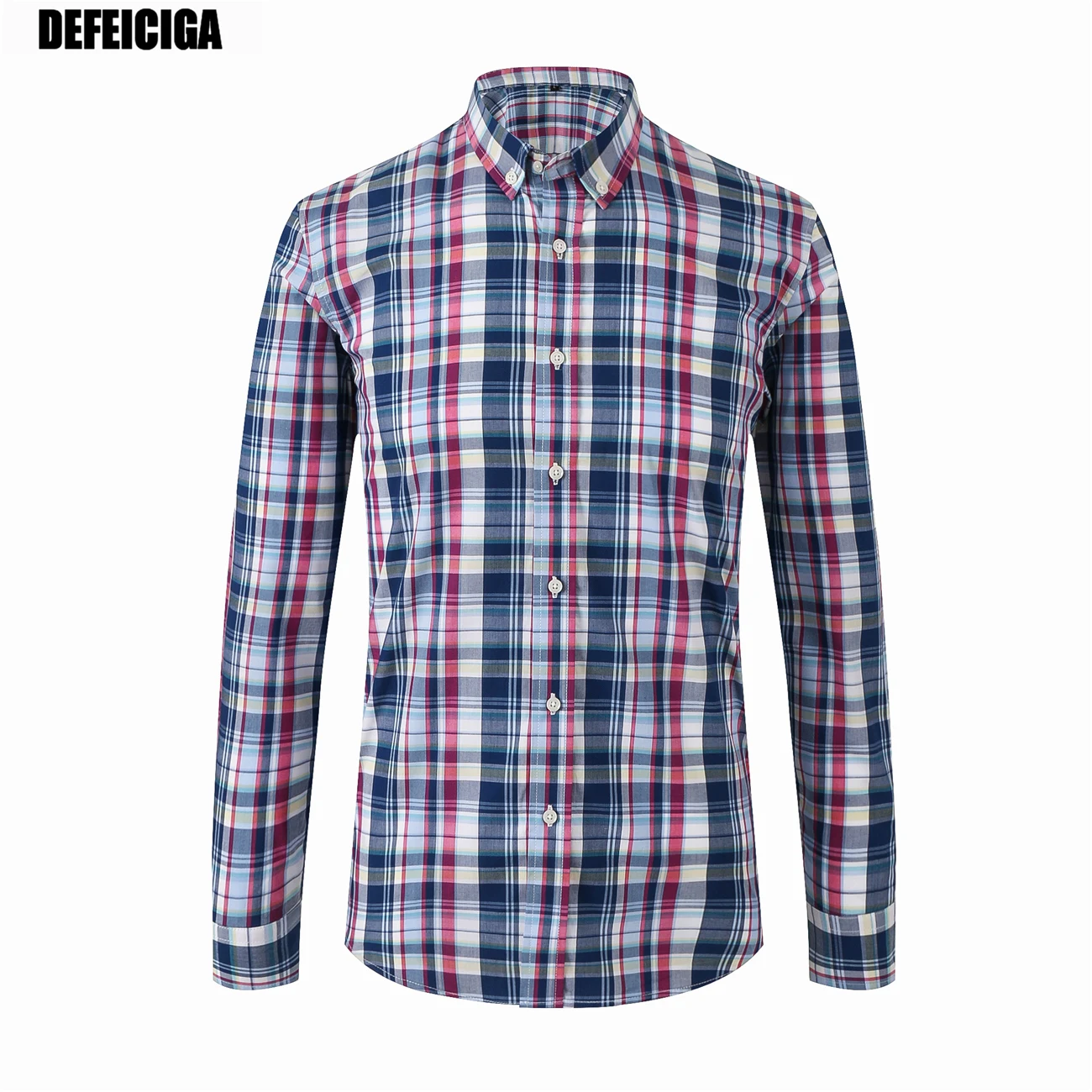 

2019 DEFEICIGA Mens Plaid Pure Cotton Shirt Summer Mens 100% Cotton Casual Shirt Fashion Man High Quality Shirts 014