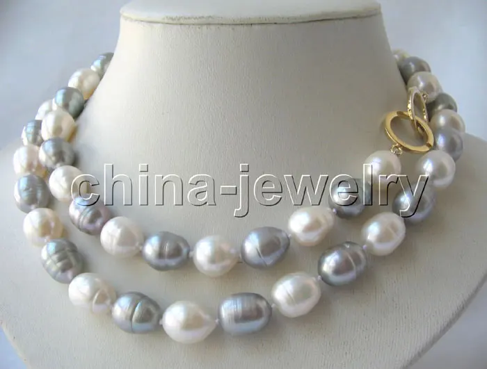 

Fast SHIPPING ******32" 13mm natural white gray baroque freshwater pearl necklace-14k gold filled (A0513) (A0513)