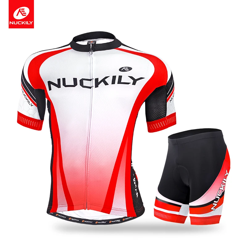 

NUCKILY Summer Coolmax Cycling Jersey Bicycle Short SleeveTop and Foam Padding Short Set For Men MA016MB016