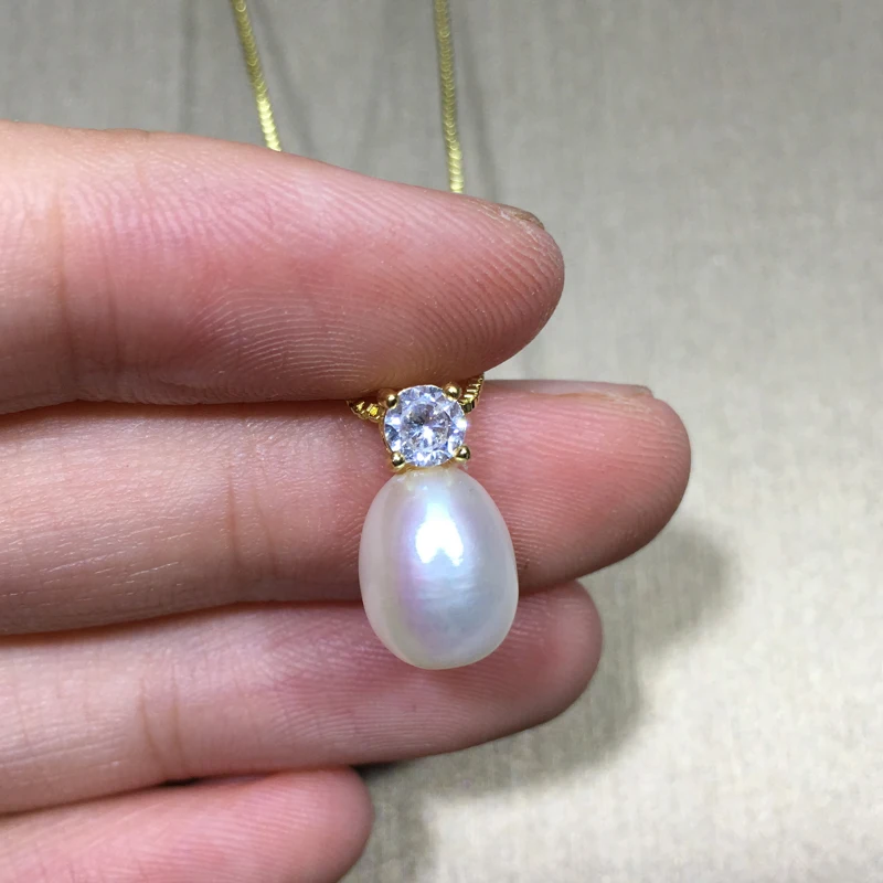 ZHBORUINI Necklace Pearl Jewelry Natural Freshwater Pearls Zircon Pendants 925 Sterling Silver Jewelry For Women Gift pendant necklace silver necklace