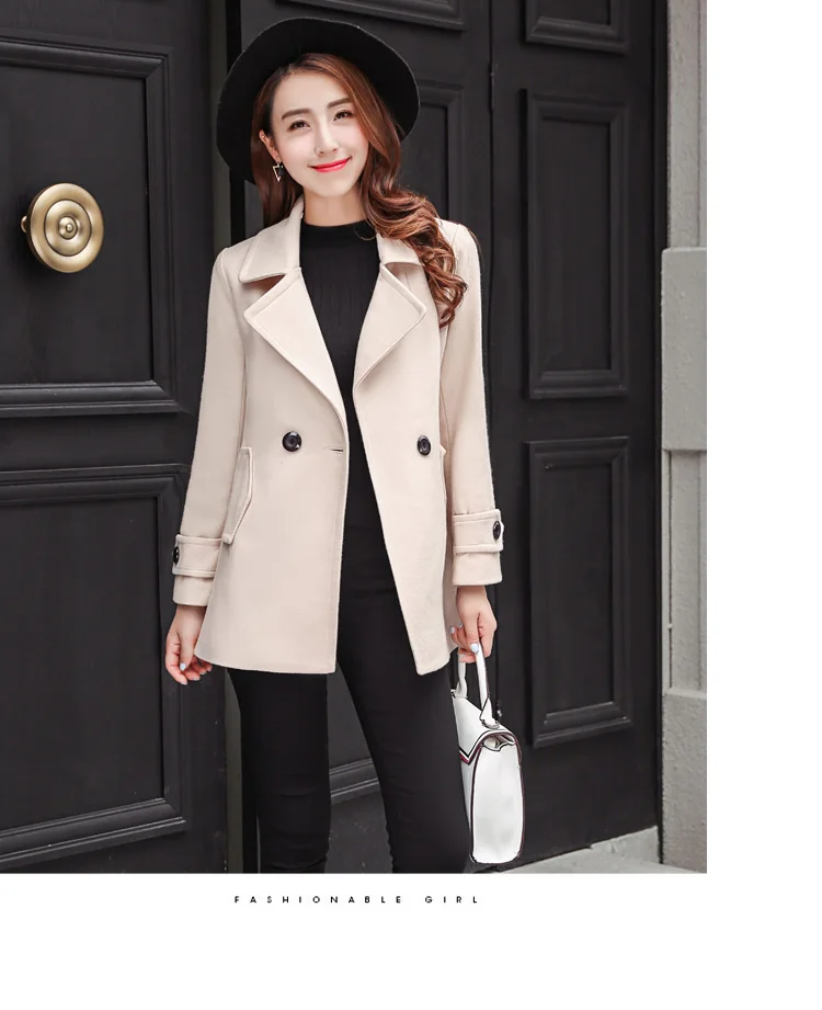Шерстяное пальто для женщин, Короткая секция, корейский стиль, новинка, Женская кашемировая Шерстяная парка, Осень-зима, плотная тонкая куртка, пальто для женщин