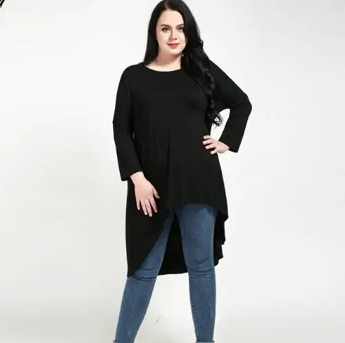 Женская Асимметричная футболка 6XL большого размера 5XL черные женские топы летние