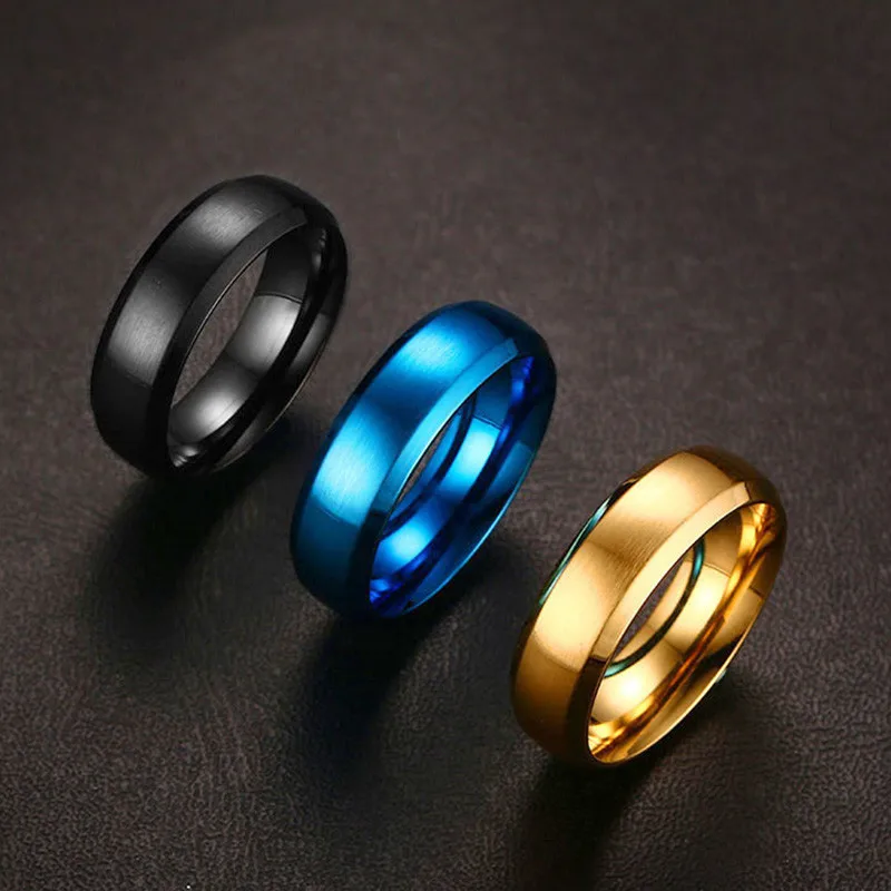 Мужские черные кольца из нержавеющей стали для мужчин и женщин, удобные обручальные кольца, размеры от 4 до 14