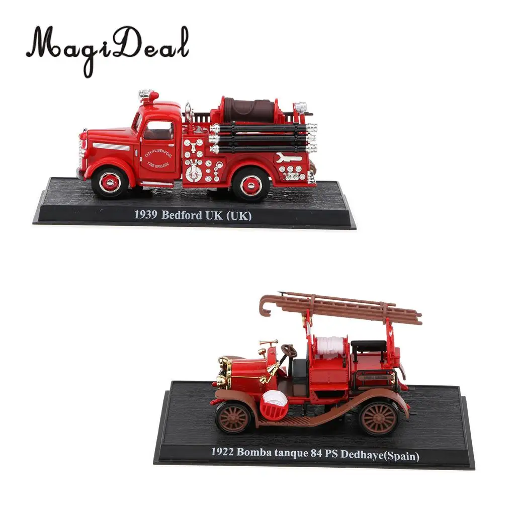 

2PCS Diecast 1:43 fire engine truck - 1939 UK Britain Bedford & SPAIN 1922 Bomba tanque 84 PS Delahaye Vehicle Model Toy Decor