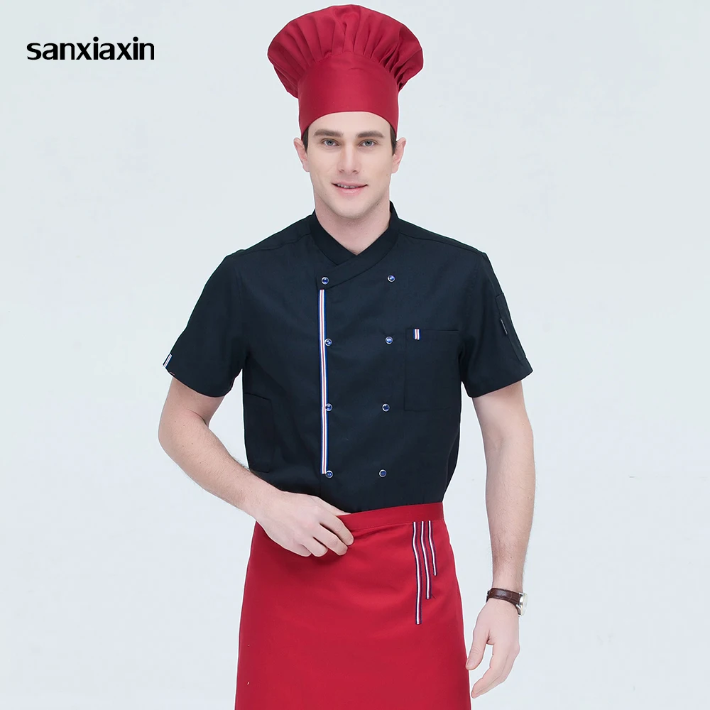 

Chef Uniform Costume Breathable Food Service Short Sleeve hotel Kitchen Shirt Clothing kitchen coat in restaurant cooker jacket