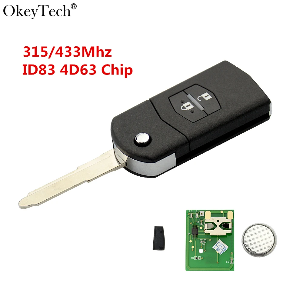 Okeytech 2 кнопки флип складной дистанционный ключ для автомобиля с 315/433 МГц ID83 4D63
