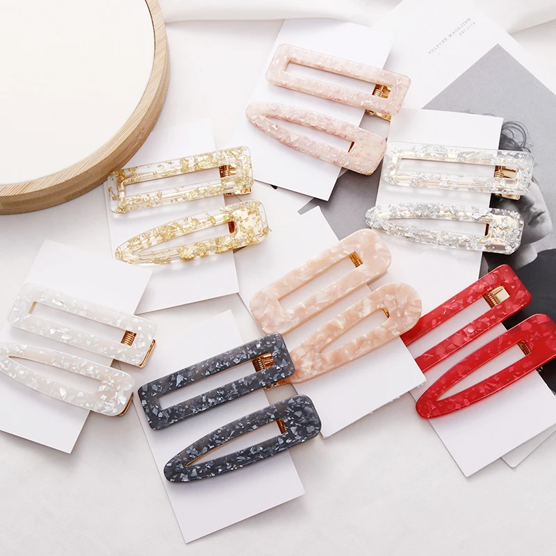 

Acrylic Hollow Water Drop Rectangle Hair Clips For Women And Girls Tin Foil Sequins Hairpins Headband Barrettes Hair Accessories