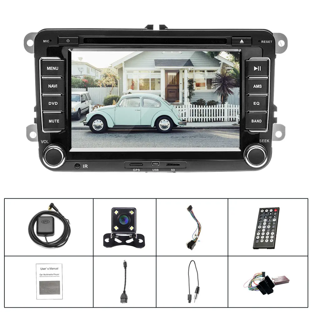 Camecho 2 Din автомагнитола DVD Авторадио gps 7 ''Мультимедиа Стерео для VW/Volkswagen/Golf/Polo/Tiguan/Passat/b7/SEAT/leon/Skoda - Цвет: With 4led Camera