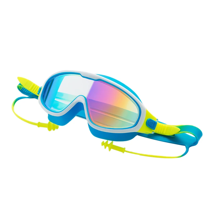 Противотуманные очки для плавания для детей, силиконовые очки для плавания для мальчиков, водонепроницаемые очки для дайвинга с затычками для ушей, спортивная одежда - Цвет: L