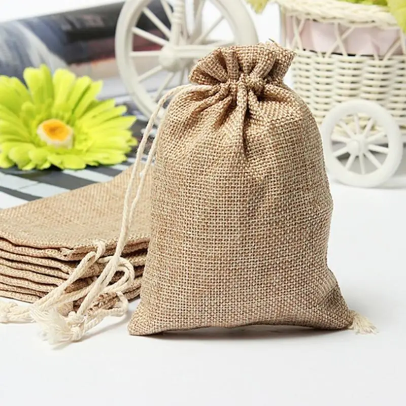Green candy bags Jewelry bag Small green gift bags Burlap mini bags Linen favor bags 25.