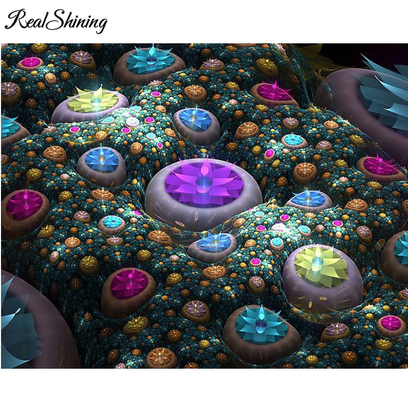 

REALSHINING Diy 5D Diamond Painting Color Lotus Flowers World Full Square Mosaic Diamond Embroidery Pattern Cross Stitch FS1391