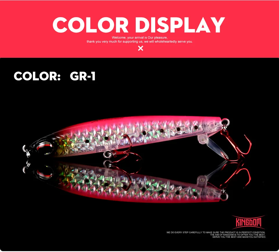 KINGDOM Hot High Quality Pencil & Minnow Fishing Lure Top water Hard Baits Good Action and Special reflective shiny fish skin  (10)