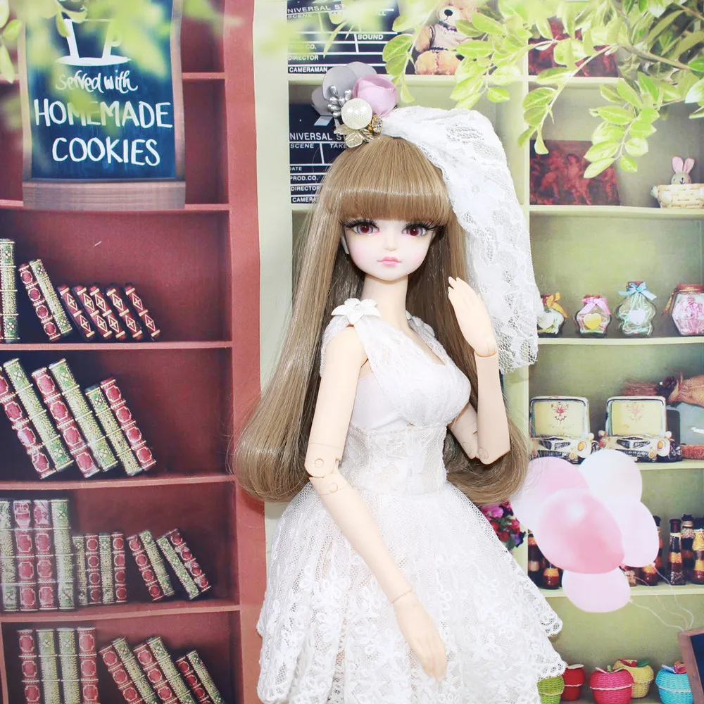 

Dream Fairy 1/4 bjd 45cm doll joint body with makeup reborn girls Pure white lace suit shoes High Quality Blyth dolls toys