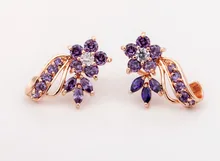  Emmaya Luxury Rose Gold Flower Stud Earrings with AAA Zircon Stone Women Birthday Gift Bijouterie 4 Colors Option 