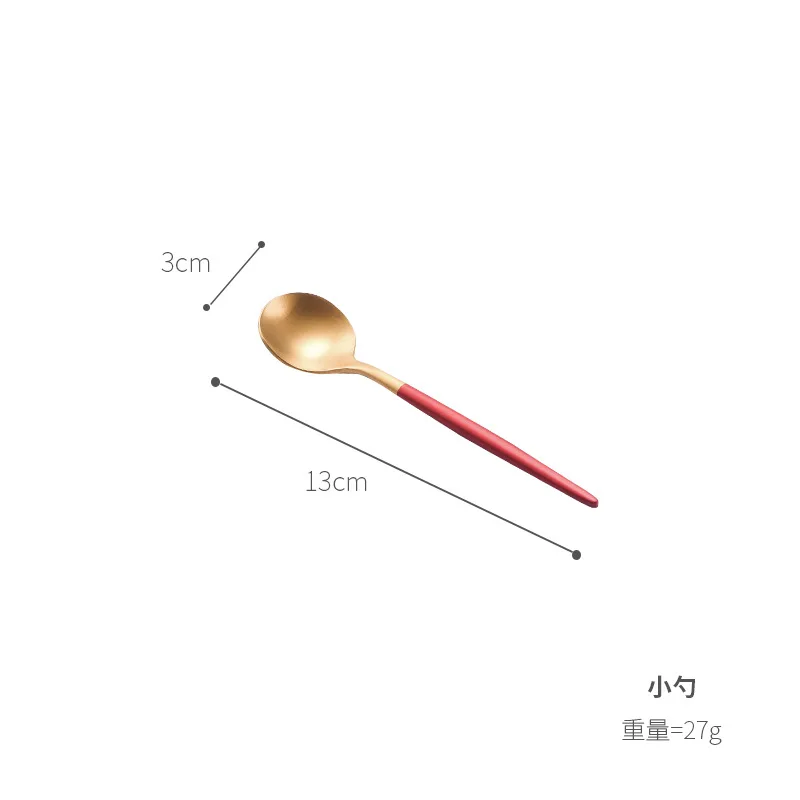 Высокое качество красное золото столовая посуда столовые приборы, ложка, вилка нож Западный набор посуды для еды фото реквизиты для фона фотографии - Цвет: Gold Teaspoon