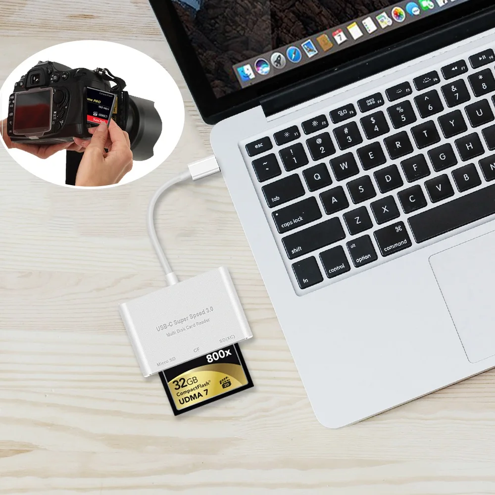 All in 1 USB Type-C to CF SD TF Camera External Multi Card Reader for Macbook Pro Air 2018 Phone OTG USB-C Devices Super Speed All in 1 USB Type-C to CF SD TF Camera External Multi Card Reader for Macbook Pro Air 2018 Phone OTG USB-C Devices Super Speed