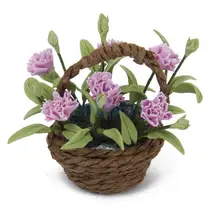 Новые поступления миниатюрный фиолетовый цветок Гвоздика завод ж/корзина для кукольный домик украшения дома