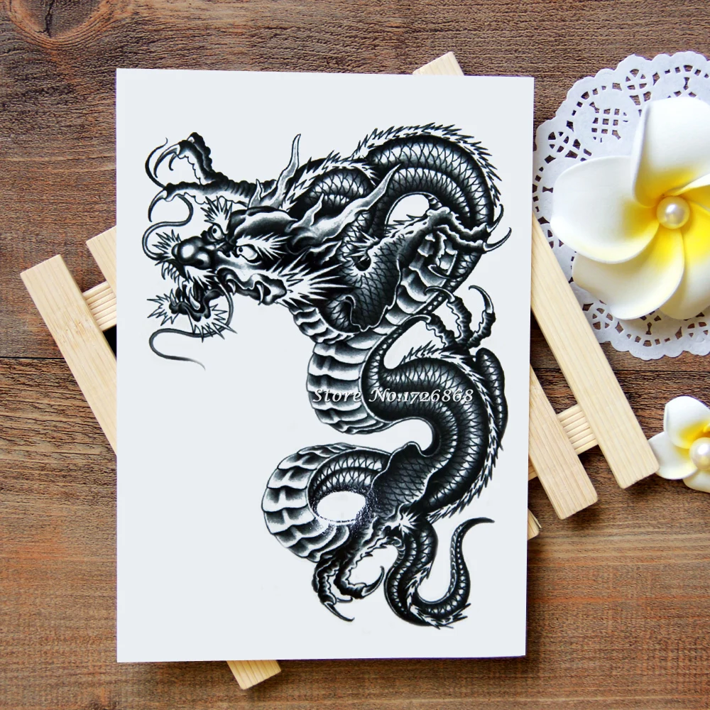 Waterproof Temporary Tattoos Stickers Chinese dragon Tattoo Flash Water