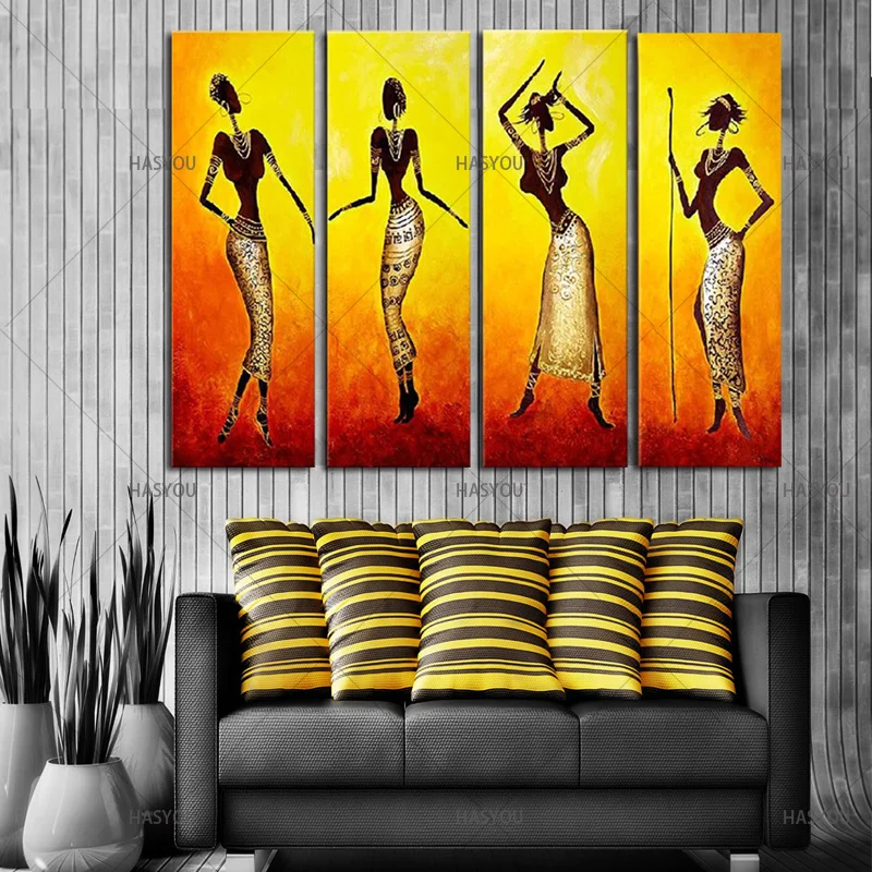 4pcs-Modular-African-Dancer-Picture-Abstract-Oil-Painting-on-Canvas-Wall-Art-Gift-for-Living-Room (1)