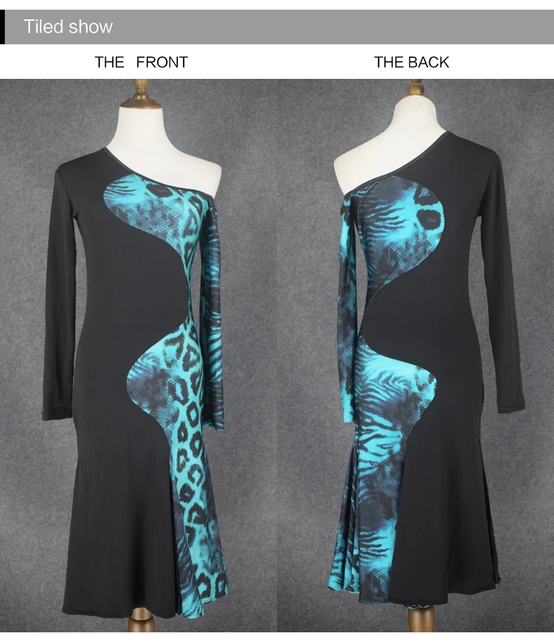 Новое Дамское Платье для латинских танцев для женщин и девочек, черное платье с леопардовым принтом, костюм для латинских танцев для взрослых