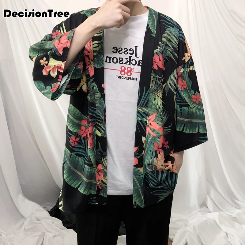 2019 summer mens kimono designer cool japanese clothes swag male streetwear casual outwear jackets harajuku cardigan outwear