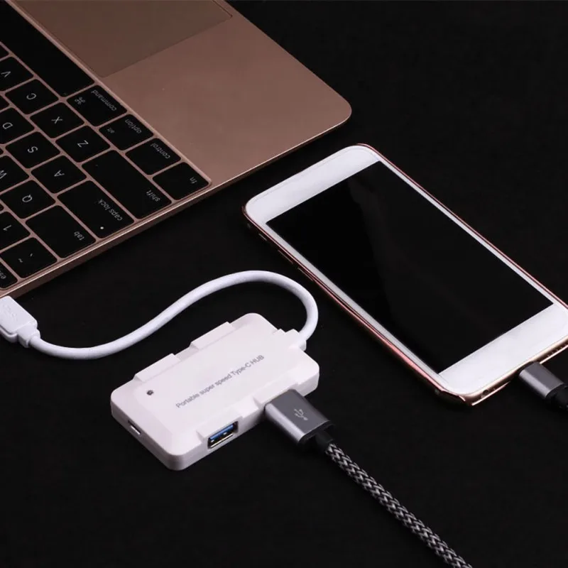 Универсальный Тип C до 4 порта USB 3,0 высокое Скорость USB Подставка для концентратора скорость передачи данных до 5 Гбит/с для ноутбука MacBook Mac sz