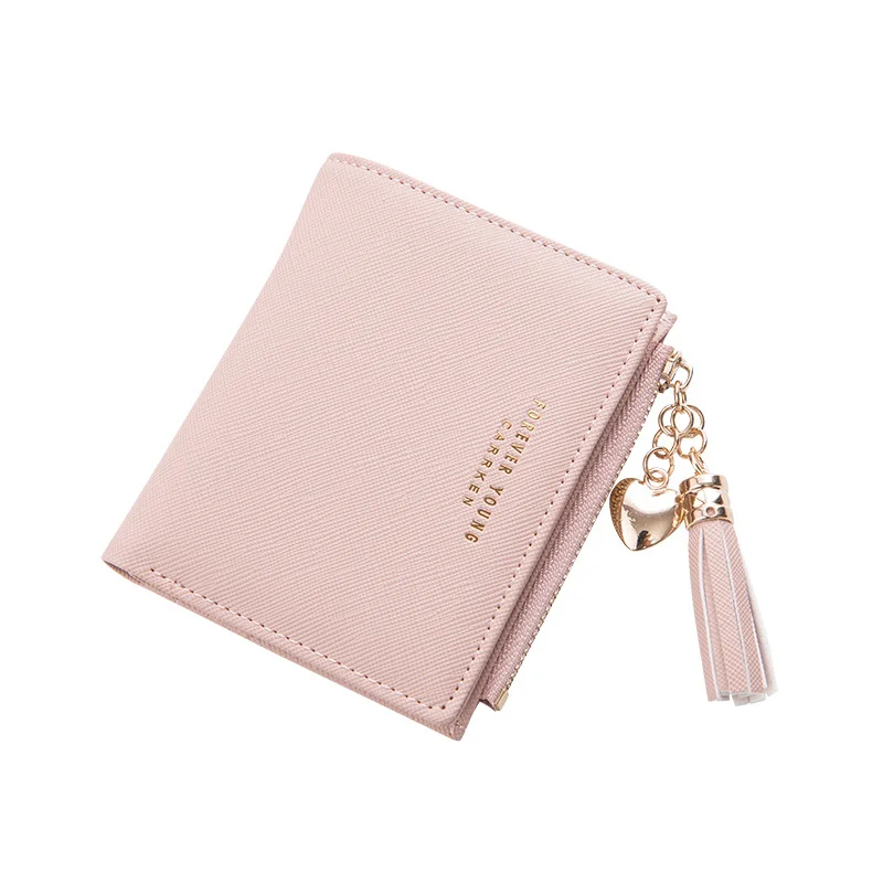

2019 New Korean Version of The Fashion Vertical Cross Tassel Zipper Lady Short Wallet or Zero Wallets Small Wallet Mini Purse