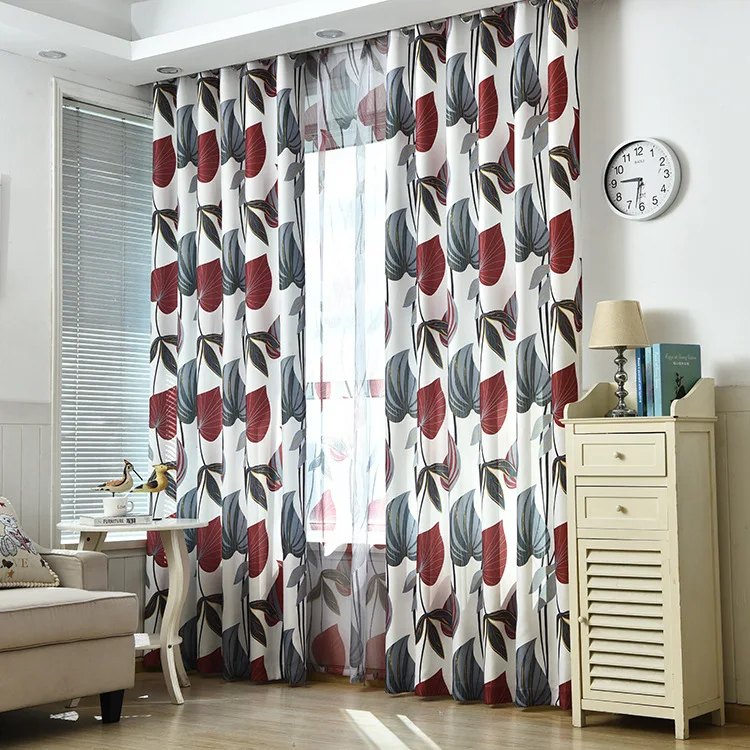 

Garden Style Polyster Curtain Cloth Printing Cotton Window Screen Special Offer For Bedroom Blinds Half Black Out