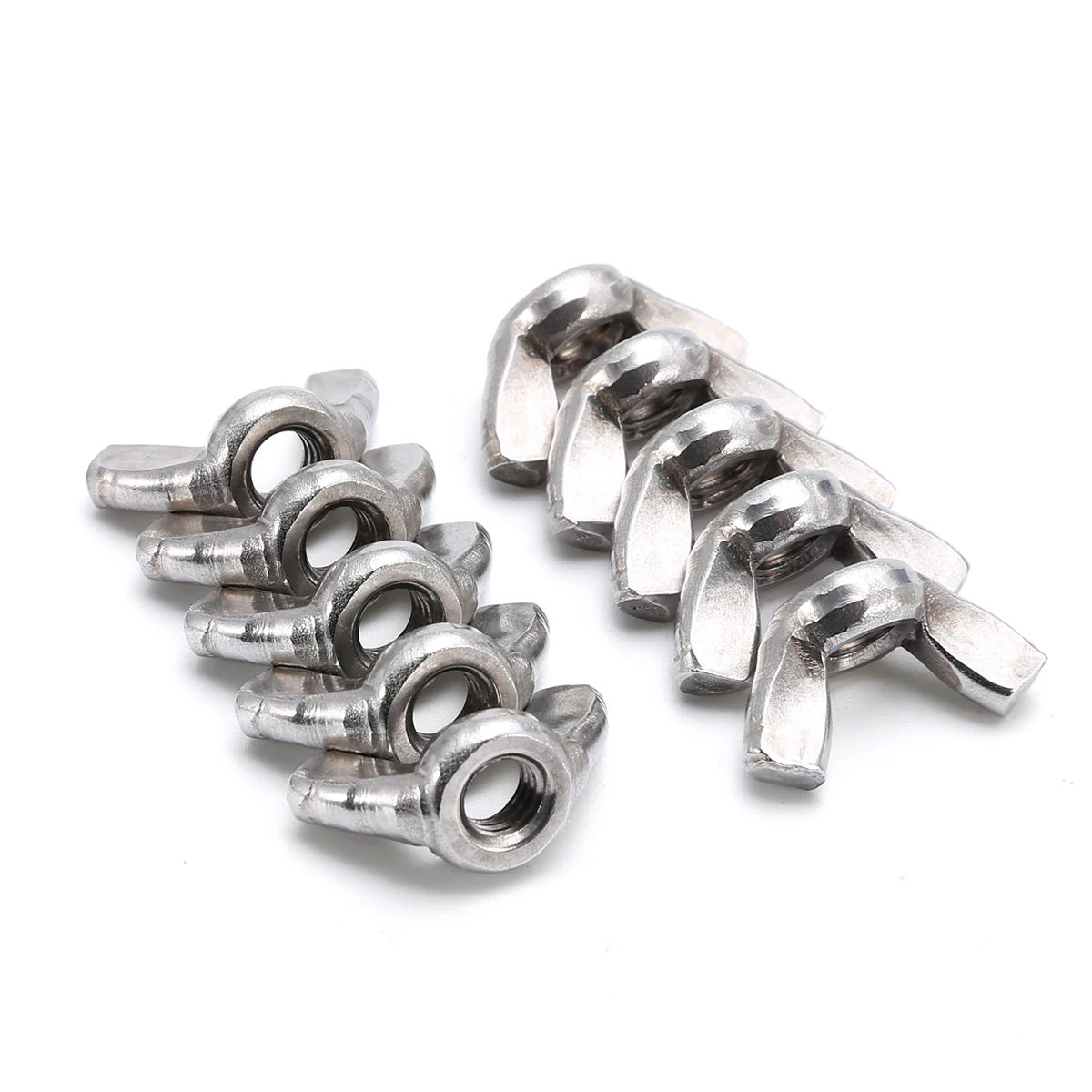 10pcs M6 Thread Diameter Nuts Silver Wing Nuts 201 Stainless Steel Wing