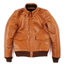 Фирменные оранжевые мужские куртки из натуральной кожи, повседневная приталенная Классическая куртка A2 из воловьей кожи, качество. Распродажа