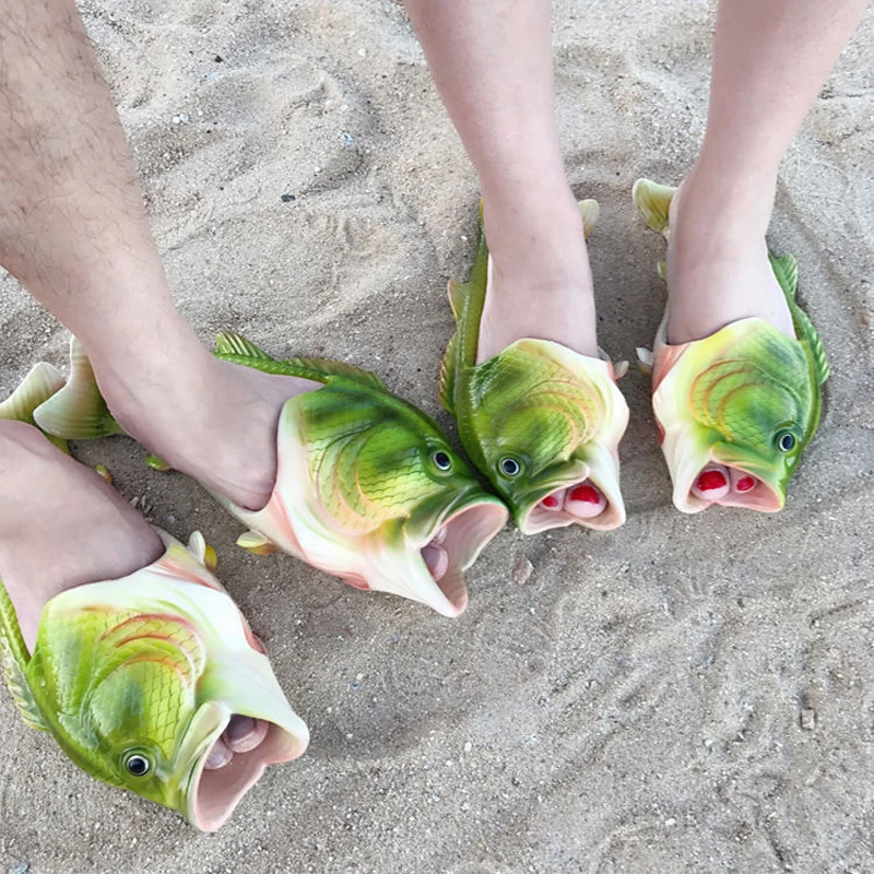 Fashion fish-Shaped female Drag Slippers flip-flops Summer Outdoor Couple Beach Slippers Breathable Unisex Beach Shoes