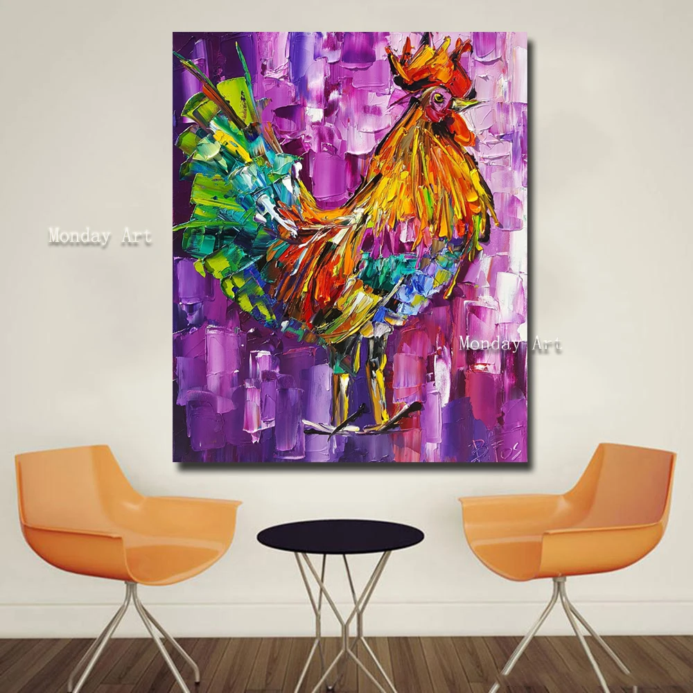 x Abstract Animal Painting Chicken Impression Painting Wall Pictures For Living Room Home Decor Canvas Art No Frame