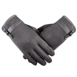 2019 новые Замшевые мужские перчатки для вождения Нескользящие сенсорный экран дизайн мужские зимние теплые утолщенные анти-ветровые