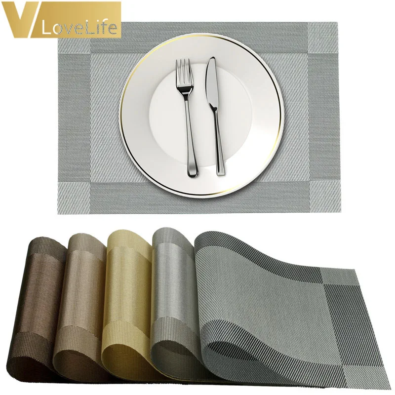 

Rectangle Plastic Placemat PVC Napkin Mats Dining Christmas Table Decoration Waterproof Table Cloth Pad Fashion Style Placemat