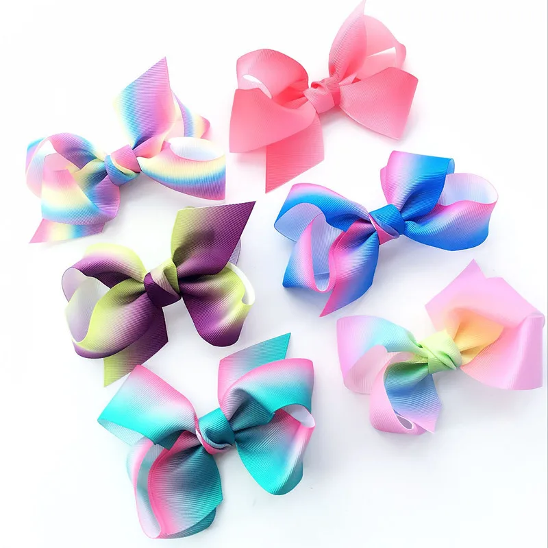 

DIY ribbon rainbow big hair bow without hair clips headband 6pcs/lot