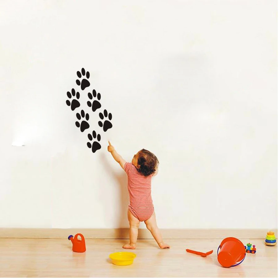 Lustige hund katze pfotenabdruck poster für kinderzimmer home aufkleber wandaufkleber diy schranktür futternapf küche bowl auto