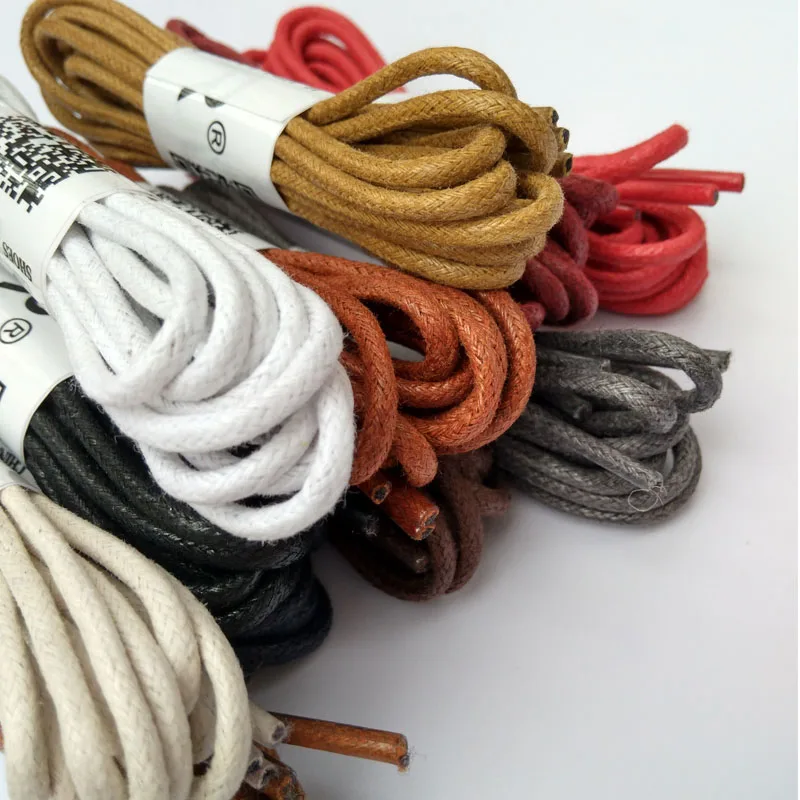 JUP1-12 Pair Whiter Casual Leather Laces High Quality Waxed Round Shoelaces Shoestring Boots Sports Shoes Cable Ropes Sneakers