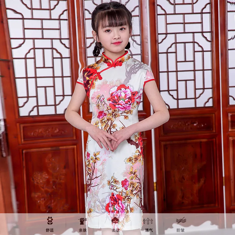 Koop Nieuwe Collectie Kinderen Jurken Zomer 2019 Straight Prinses Meisjes Cheongsam Jurken Kind Baby Katoen Traditionele Chinese Kleding