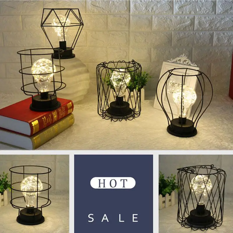 Litake, креативная настольная лампа в стиле ретро, медный провод, фонарь, воронка, Алмазное моделирование, прикроватная лампа, Домашний Настольный Декор