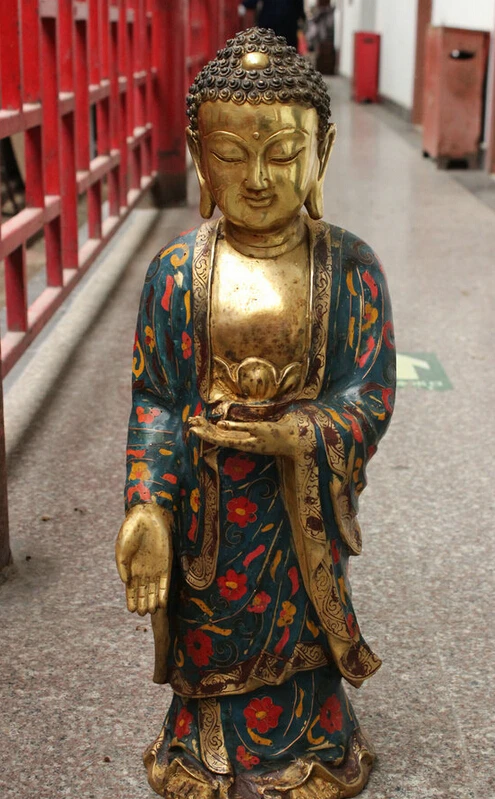 

USPS to USA S1736 24" Chinese Cloisonne Enamel Bronze Temple Shakyamuni Sakyamuni Buddha Statue (B0328)