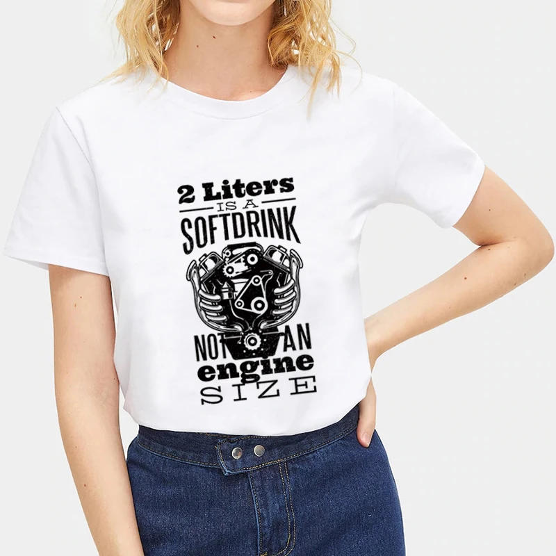 

Lychee Casual Spoof White Women's T-Shirts Funny Queto Print Women Summer T-shirt Color Block Loose Lady T Shirt Top Tees